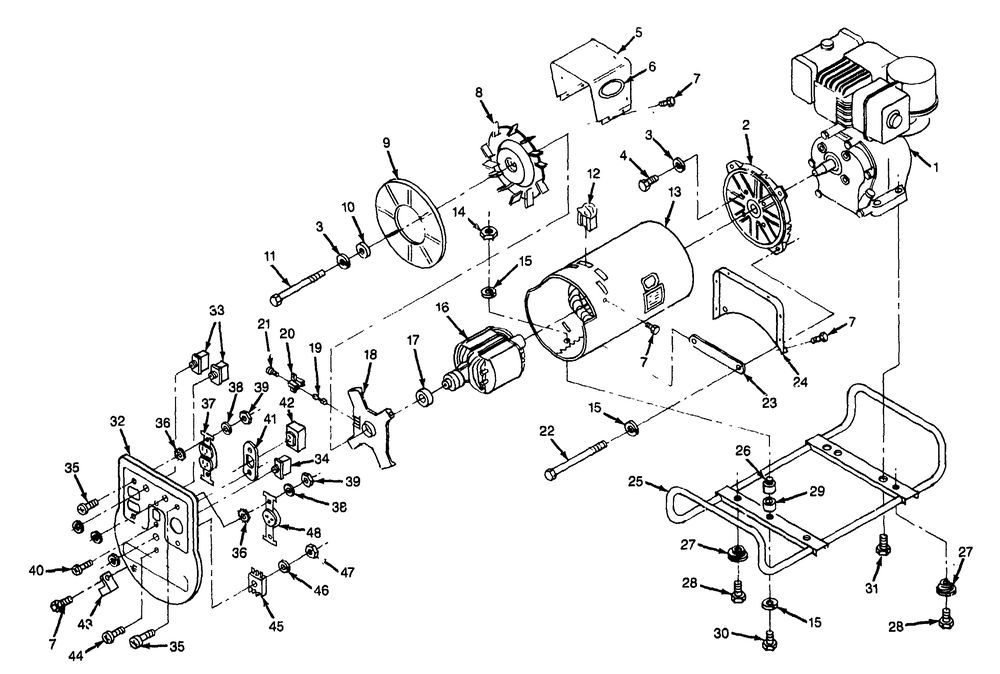 Generator Diagram and Parts List for 8919-1-4W108A  Briggs and Stratton Generator